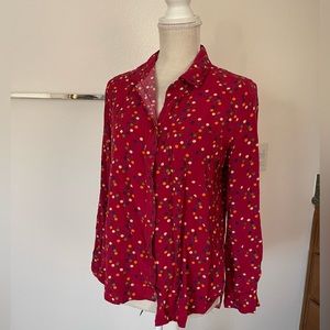 Velvet Heart Medium Hot Pink Long Sleeve Button Up Shirt